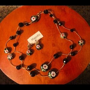 “Majestic “. Cloisonné Necklace and Earrings